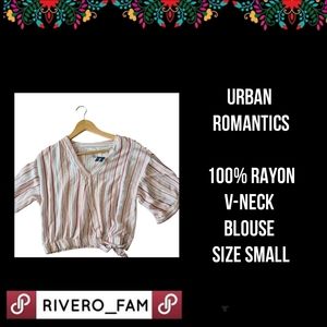 URBAN ROMANTICS | FAUX WRAP BLOUSE | 100% RAYON | SIZE SMALL
